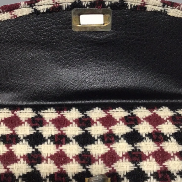 Vintage Woven Envelope Shoulder Bag and Gloves Set, Maroon/Black/Cream, 3-Pieces - Picture 10 of 14